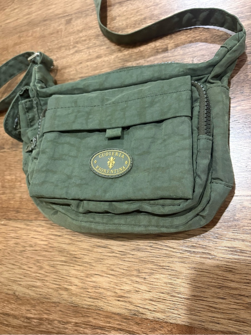 Cuoieria Fiorentina Purse. Small. Canvas. Green.